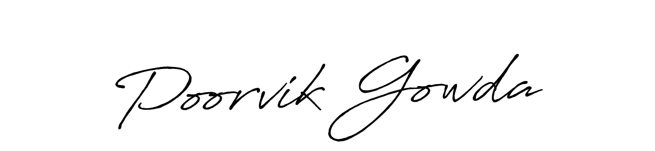 The best way (Antro_Vectra_Bolder) to make a short signature is to pick only two or three words in your name. The name Poorvik Gowda include a total of six letters. For converting this name. Poorvik Gowda signature style 7 images and pictures png