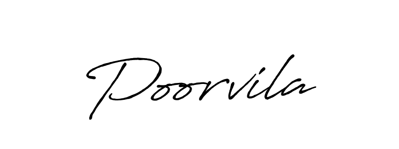 How to make Poorvila name signature. Use Antro_Vectra_Bolder style for creating short signs online. This is the latest handwritten sign. Poorvila signature style 7 images and pictures png