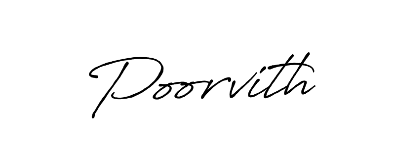 The best way (Antro_Vectra_Bolder) to make a short signature is to pick only two or three words in your name. The name Poorvith include a total of six letters. For converting this name. Poorvith signature style 7 images and pictures png