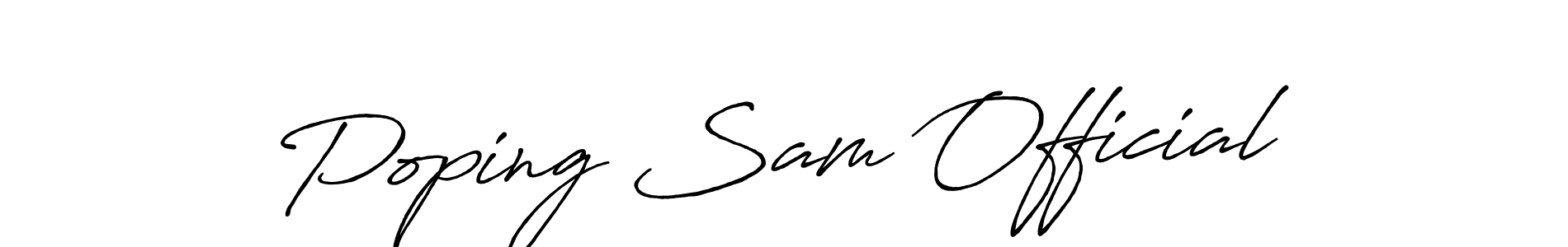 Similarly Antro_Vectra_Bolder is the best handwritten signature design. Signature creator online .You can use it as an online autograph creator for name Poping Sam Official. Poping Sam Official signature style 7 images and pictures png