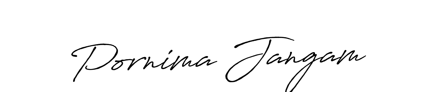 How to make Pornima Jangam name signature. Use Antro_Vectra_Bolder style for creating short signs online. This is the latest handwritten sign. Pornima Jangam signature style 7 images and pictures png