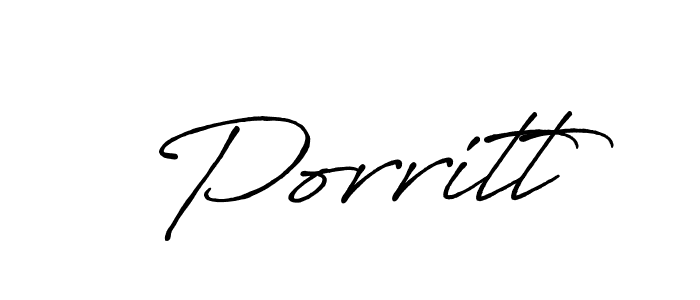 Porritt stylish signature style. Best Handwritten Sign (Antro_Vectra_Bolder) for my name. Handwritten Signature Collection Ideas for my name Porritt. Porritt signature style 7 images and pictures png