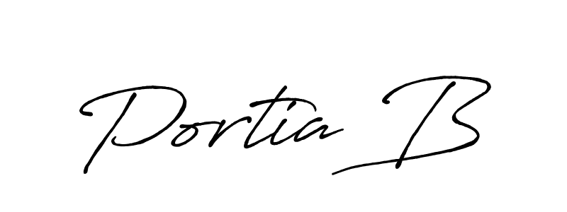 How to make Portia B name signature. Use Antro_Vectra_Bolder style for creating short signs online. This is the latest handwritten sign. Portia B signature style 7 images and pictures png