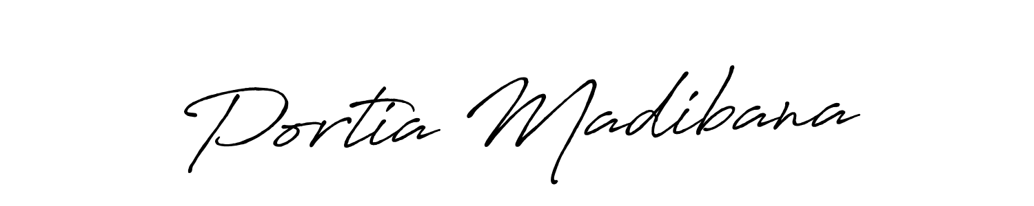 Create a beautiful signature design for name Portia Madibana. With this signature (Antro_Vectra_Bolder) fonts, you can make a handwritten signature for free. Portia Madibana signature style 7 images and pictures png