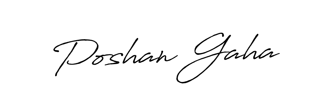 if you are searching for the best signature style for your name Poshan Gaha. so please give up your signature search. here we have designed multiple signature styles  using Antro_Vectra_Bolder. Poshan Gaha signature style 7 images and pictures png
