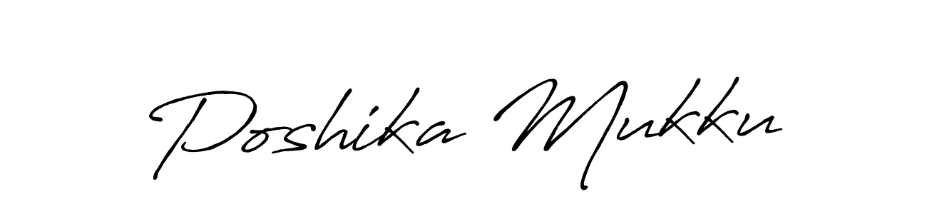 Poshika Mukku stylish signature style. Best Handwritten Sign (Antro_Vectra_Bolder) for my name. Handwritten Signature Collection Ideas for my name Poshika Mukku. Poshika Mukku signature style 7 images and pictures png