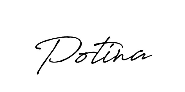 You should practise on your own different ways (Antro_Vectra_Bolder) to write your name (Potina) in signature. don't let someone else do it for you. Potina signature style 7 images and pictures png