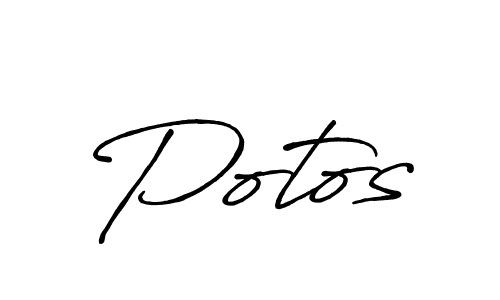 Potos stylish signature style. Best Handwritten Sign (Antro_Vectra_Bolder) for my name. Handwritten Signature Collection Ideas for my name Potos. Potos signature style 7 images and pictures png