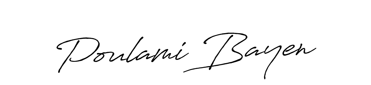 Make a beautiful signature design for name Poulami Bayen. With this signature (Antro_Vectra_Bolder) style, you can create a handwritten signature for free. Poulami Bayen signature style 7 images and pictures png