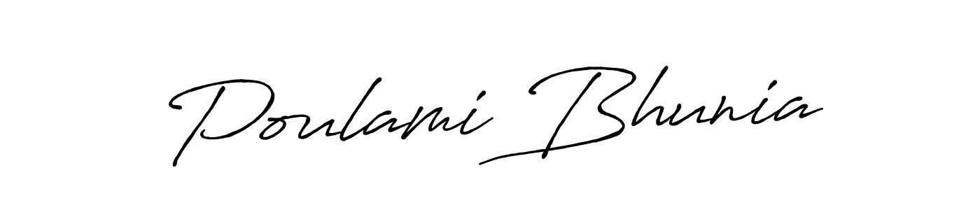 The best way (Antro_Vectra_Bolder) to make a short signature is to pick only two or three words in your name. The name Poulami Bhunia include a total of six letters. For converting this name. Poulami Bhunia signature style 7 images and pictures png