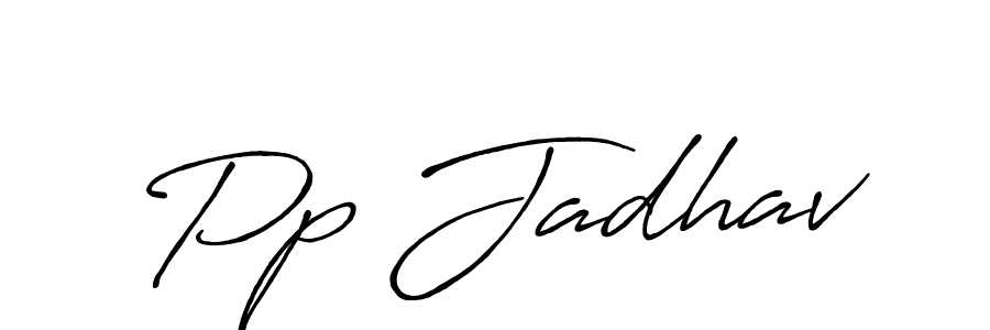 How to make Pp Jadhav name signature. Use Antro_Vectra_Bolder style for creating short signs online. This is the latest handwritten sign. Pp Jadhav signature style 7 images and pictures png