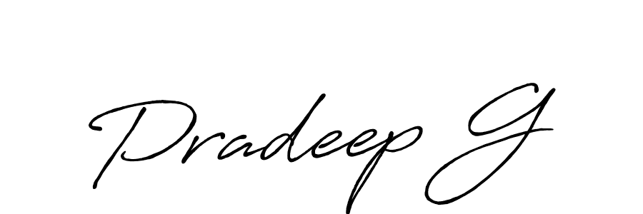 Create a beautiful signature design for name Pradeep G. With this signature (Antro_Vectra_Bolder) fonts, you can make a handwritten signature for free. Pradeep G signature style 7 images and pictures png