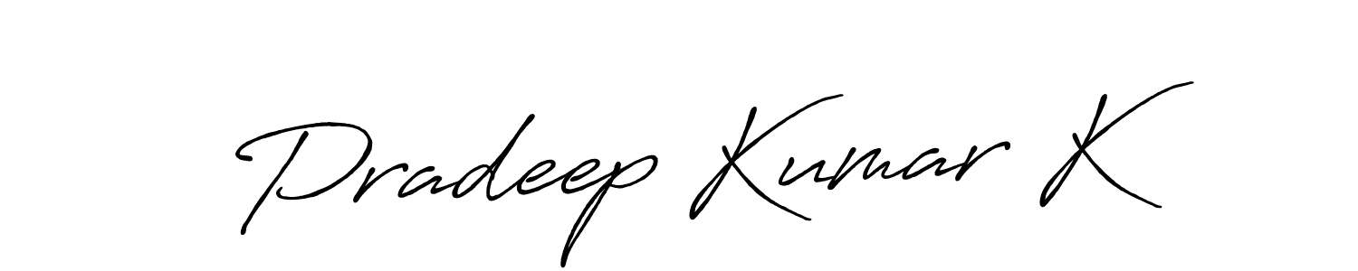 Also we have Pradeep Kumar K name is the best signature style. Create professional handwritten signature collection using Antro_Vectra_Bolder autograph style. Pradeep Kumar K signature style 7 images and pictures png