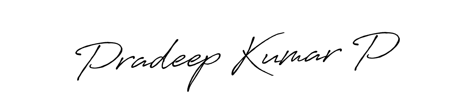 The best way (Antro_Vectra_Bolder) to make a short signature is to pick only two or three words in your name. The name Pradeep Kumar P include a total of six letters. For converting this name. Pradeep Kumar P signature style 7 images and pictures png