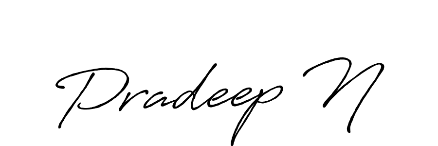 The best way (Antro_Vectra_Bolder) to make a short signature is to pick only two or three words in your name. The name Pradeep N include a total of six letters. For converting this name. Pradeep N signature style 7 images and pictures png