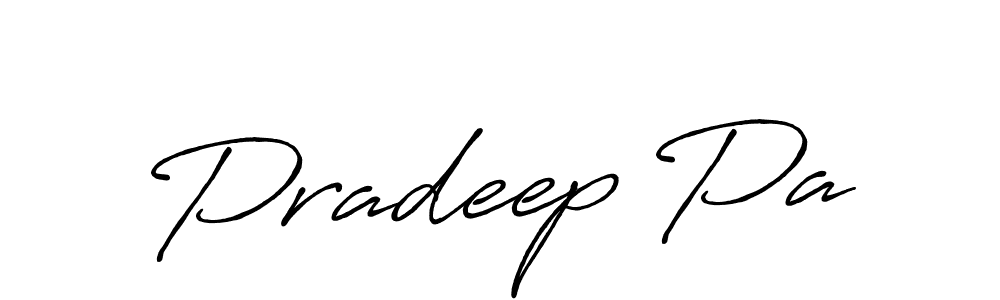 The best way (Antro_Vectra_Bolder) to make a short signature is to pick only two or three words in your name. The name Pradeep Pa include a total of six letters. For converting this name. Pradeep Pa signature style 7 images and pictures png