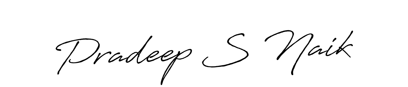 The best way (Antro_Vectra_Bolder) to make a short signature is to pick only two or three words in your name. The name Pradeep S Naik include a total of six letters. For converting this name. Pradeep S Naik signature style 7 images and pictures png