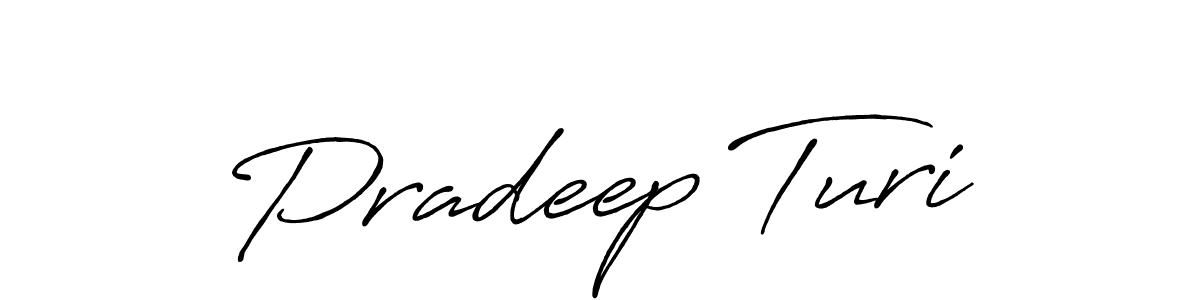 Create a beautiful signature design for name Pradeep Turi. With this signature (Antro_Vectra_Bolder) fonts, you can make a handwritten signature for free. Pradeep Turi signature style 7 images and pictures png