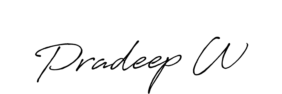 How to Draw Pradeep W signature style? Antro_Vectra_Bolder is a latest design signature styles for name Pradeep W. Pradeep W signature style 7 images and pictures png