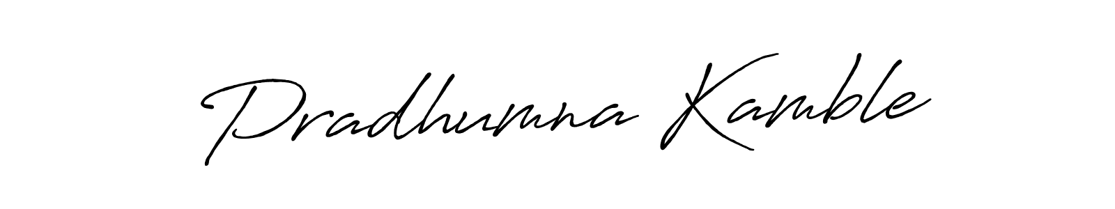 Use a signature maker to create a handwritten signature online. With this signature software, you can design (Antro_Vectra_Bolder) your own signature for name Pradhumna Kamble. Pradhumna Kamble signature style 7 images and pictures png