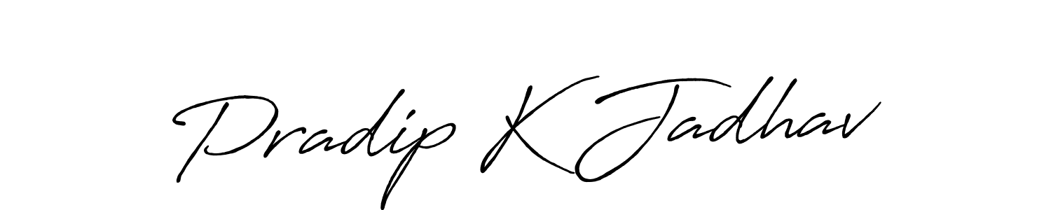 The best way (Antro_Vectra_Bolder) to make a short signature is to pick only two or three words in your name. The name Pradip K Jadhav include a total of six letters. For converting this name. Pradip K Jadhav signature style 7 images and pictures png