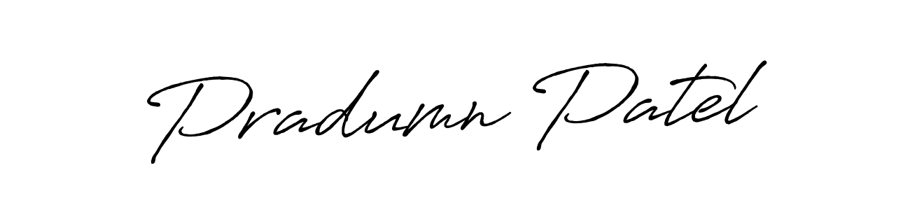 Create a beautiful signature design for name Pradumn Patel. With this signature (Antro_Vectra_Bolder) fonts, you can make a handwritten signature for free. Pradumn Patel signature style 7 images and pictures png