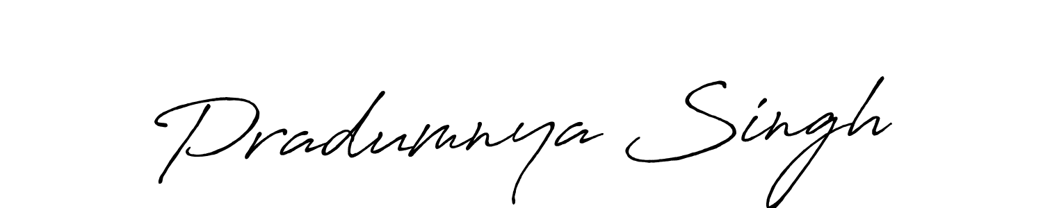 Make a beautiful signature design for name Pradumnya Singh. With this signature (Antro_Vectra_Bolder) style, you can create a handwritten signature for free. Pradumnya Singh signature style 7 images and pictures png