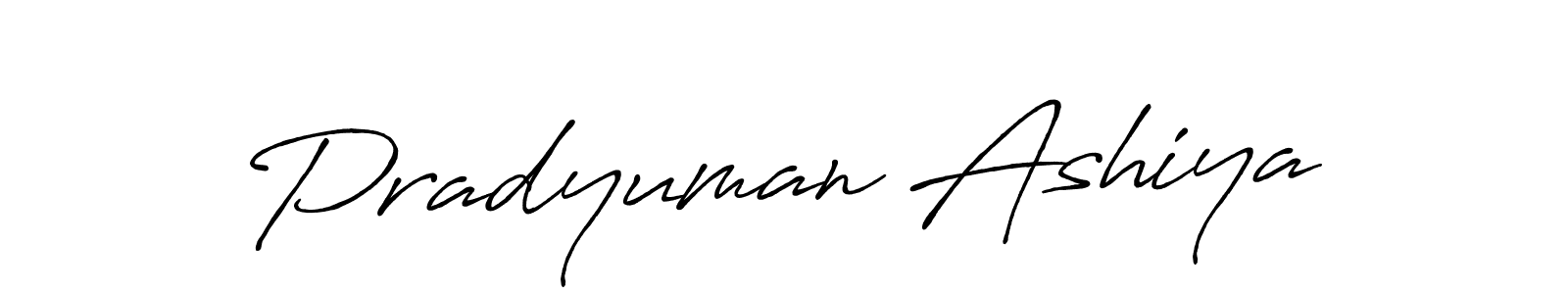 Antro_Vectra_Bolder is a professional signature style that is perfect for those who want to add a touch of class to their signature. It is also a great choice for those who want to make their signature more unique. Get Pradyuman Ashiya name to fancy signature for free. Pradyuman Ashiya signature style 7 images and pictures png