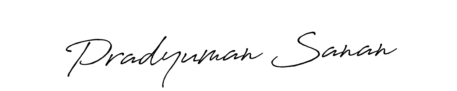 Antro_Vectra_Bolder is a professional signature style that is perfect for those who want to add a touch of class to their signature. It is also a great choice for those who want to make their signature more unique. Get Pradyuman Sanan name to fancy signature for free. Pradyuman Sanan signature style 7 images and pictures png