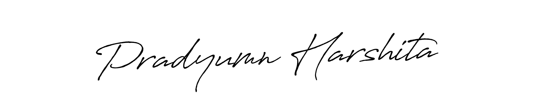 Create a beautiful signature design for name Pradyumn Harshita. With this signature (Antro_Vectra_Bolder) fonts, you can make a handwritten signature for free. Pradyumn Harshita signature style 7 images and pictures png
