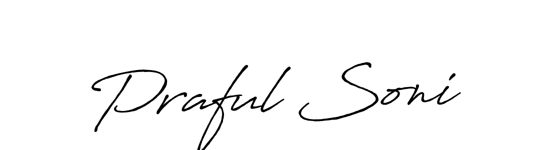 Make a beautiful signature design for name Praful Soni. With this signature (Antro_Vectra_Bolder) style, you can create a handwritten signature for free. Praful Soni signature style 7 images and pictures png