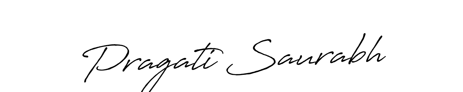 Create a beautiful signature design for name Pragati Saurabh. With this signature (Antro_Vectra_Bolder) fonts, you can make a handwritten signature for free. Pragati Saurabh signature style 7 images and pictures png