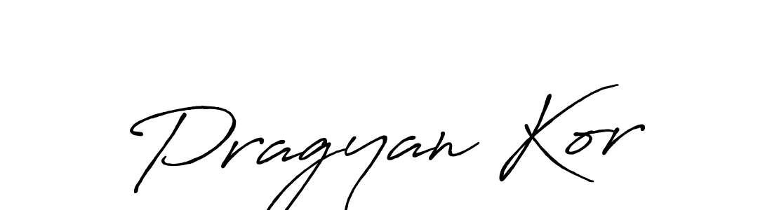 How to make Pragyan Kor name signature. Use Antro_Vectra_Bolder style for creating short signs online. This is the latest handwritten sign. Pragyan Kor signature style 7 images and pictures png