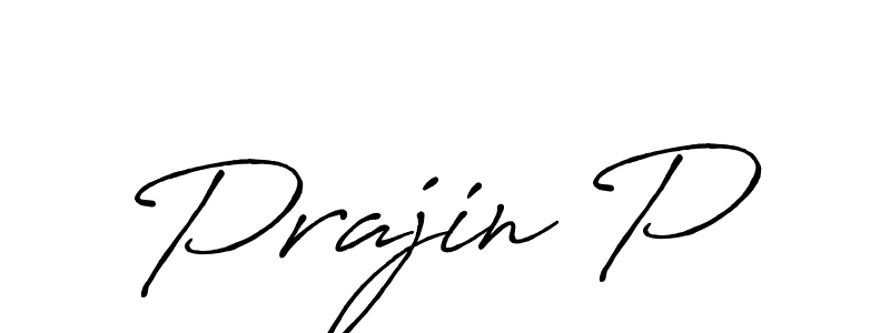 How to make Prajin P name signature. Use Antro_Vectra_Bolder style for creating short signs online. This is the latest handwritten sign. Prajin P signature style 7 images and pictures png