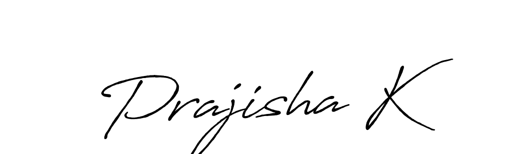How to make Prajisha K name signature. Use Antro_Vectra_Bolder style for creating short signs online. This is the latest handwritten sign. Prajisha K signature style 7 images and pictures png