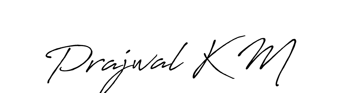 Create a beautiful signature design for name Prajwal K M. With this signature (Antro_Vectra_Bolder) fonts, you can make a handwritten signature for free. Prajwal K M signature style 7 images and pictures png