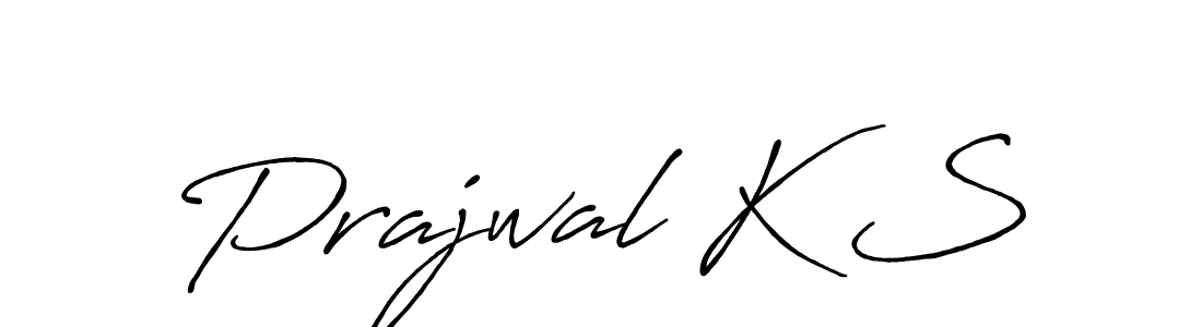 Make a beautiful signature design for name Prajwal K S. With this signature (Antro_Vectra_Bolder) style, you can create a handwritten signature for free. Prajwal K S signature style 7 images and pictures png