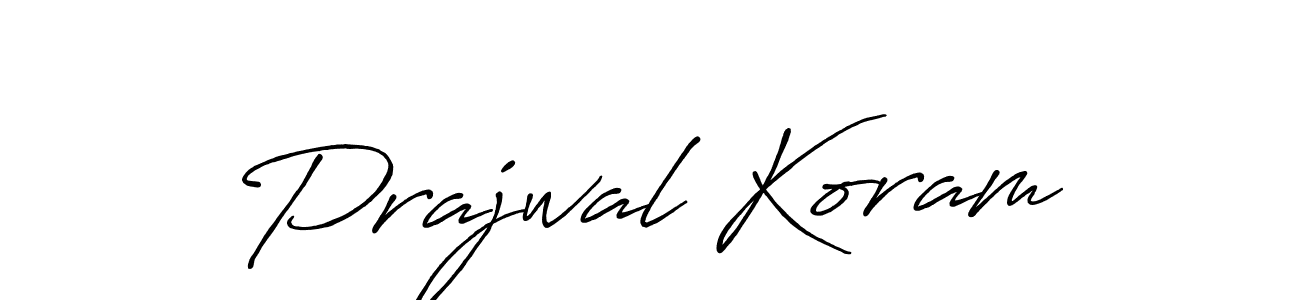 Make a beautiful signature design for name Prajwal Koram. With this signature (Antro_Vectra_Bolder) style, you can create a handwritten signature for free. Prajwal Koram signature style 7 images and pictures png