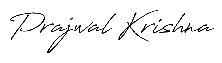 Get an exclusive digital autograph for Prajwal Krishna. The Antro_Vectra_Bolder typeface captures the charm of real penmanship on paper. Prajwal Krishna signature style 7 images and pictures png