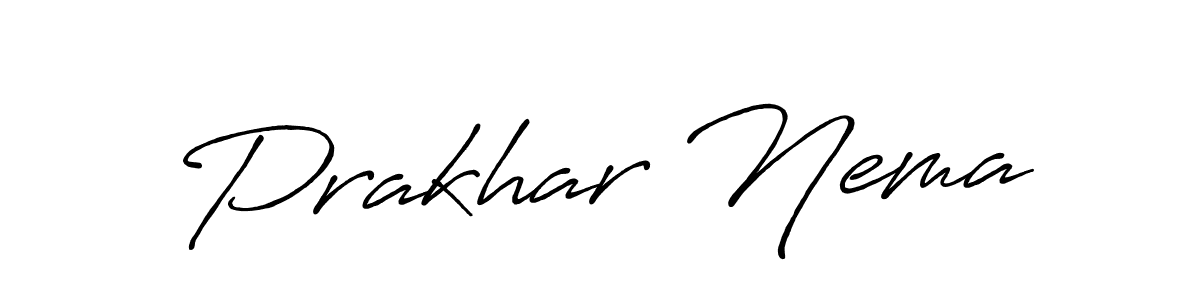 The best way (Antro_Vectra_Bolder) to make a short signature is to pick only two or three words in your name. The name Prakhar Nema include a total of six letters. For converting this name. Prakhar Nema signature style 7 images and pictures png