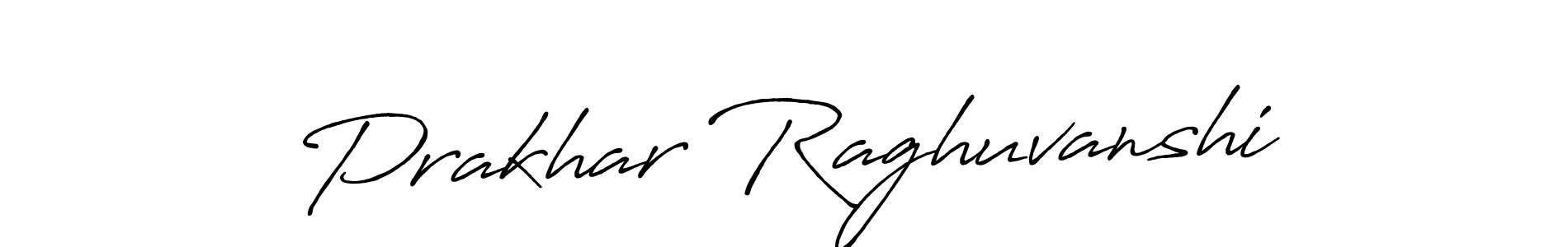 Make a beautiful signature design for name Prakhar Raghuvanshi. With this signature (Antro_Vectra_Bolder) style, you can create a handwritten signature for free. Prakhar Raghuvanshi signature style 7 images and pictures png