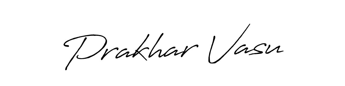 Make a beautiful signature design for name Prakhar Vasu. With this signature (Antro_Vectra_Bolder) style, you can create a handwritten signature for free. Prakhar Vasu signature style 7 images and pictures png