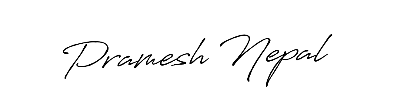 Use a signature maker to create a handwritten signature online. With this signature software, you can design (Antro_Vectra_Bolder) your own signature for name Pramesh Nepal. Pramesh Nepal signature style 7 images and pictures png