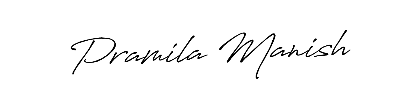 Pramila Manish stylish signature style. Best Handwritten Sign (Antro_Vectra_Bolder) for my name. Handwritten Signature Collection Ideas for my name Pramila Manish. Pramila Manish signature style 7 images and pictures png