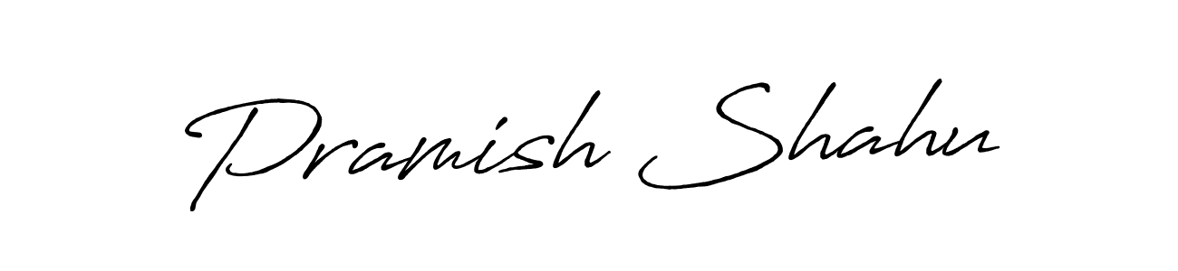 The best way (Antro_Vectra_Bolder) to make a short signature is to pick only two or three words in your name. The name Pramish Shahu include a total of six letters. For converting this name. Pramish Shahu signature style 7 images and pictures png