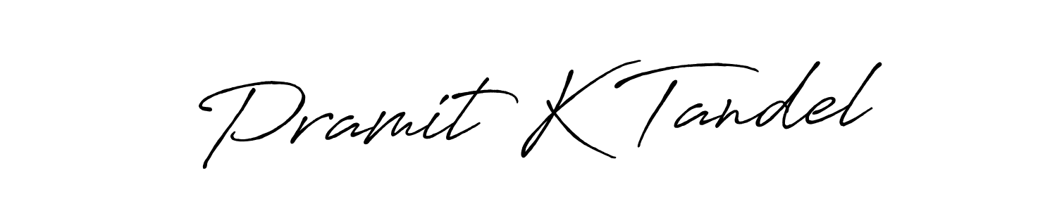 The best way (Antro_Vectra_Bolder) to make a short signature is to pick only two or three words in your name. The name Pramit K Tandel include a total of six letters. For converting this name. Pramit K Tandel signature style 7 images and pictures png