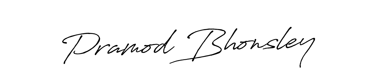 Create a beautiful signature design for name Pramod Bhonsley. With this signature (Antro_Vectra_Bolder) fonts, you can make a handwritten signature for free. Pramod Bhonsley signature style 7 images and pictures png