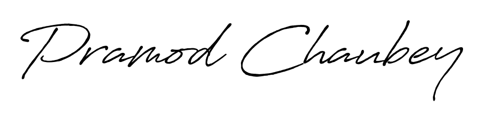 Transform the name Pramod Chaubey into a signature masterpiece using Antro_Vectra_Bolder font. Ideal for photographers, artists, and creators looking for watermarks. Pramod Chaubey signature style 7 images and pictures png