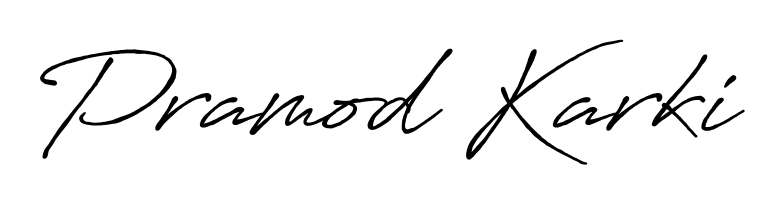 How to make Pramod Karki name signature. Use Antro_Vectra_Bolder style for creating short signs online. This is the latest handwritten sign. Pramod Karki signature style 7 images and pictures png