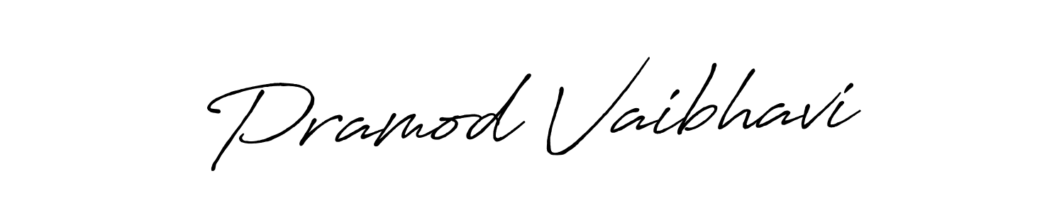 Create a beautiful signature design for name Pramod Vaibhavi. With this signature (Antro_Vectra_Bolder) fonts, you can make a handwritten signature for free. Pramod Vaibhavi signature style 7 images and pictures png